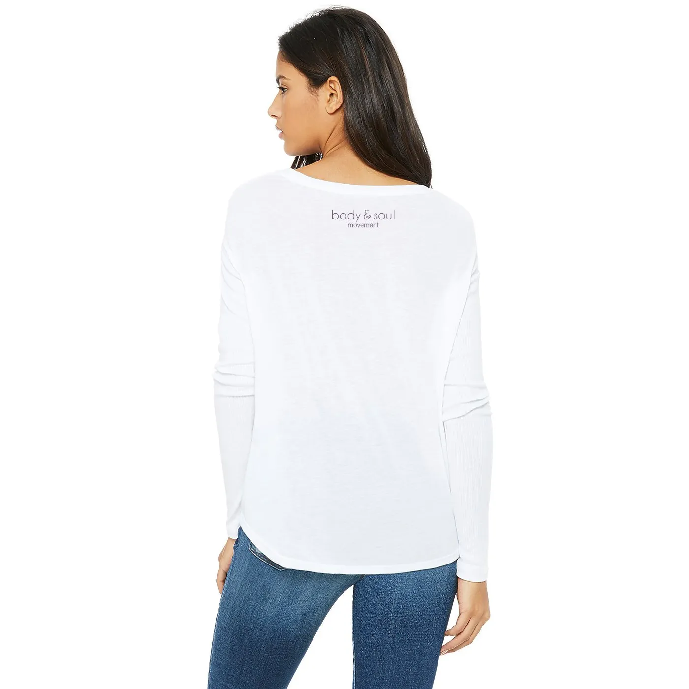 Body & Soul Movement - SOUL-FULL Flowy Long Sleeve Tee (White)
