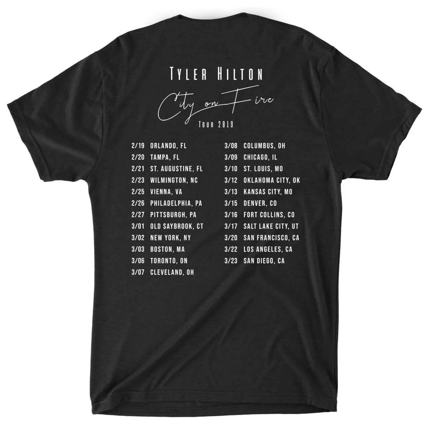 Tyler Hilton - City On Fire Tour Tee