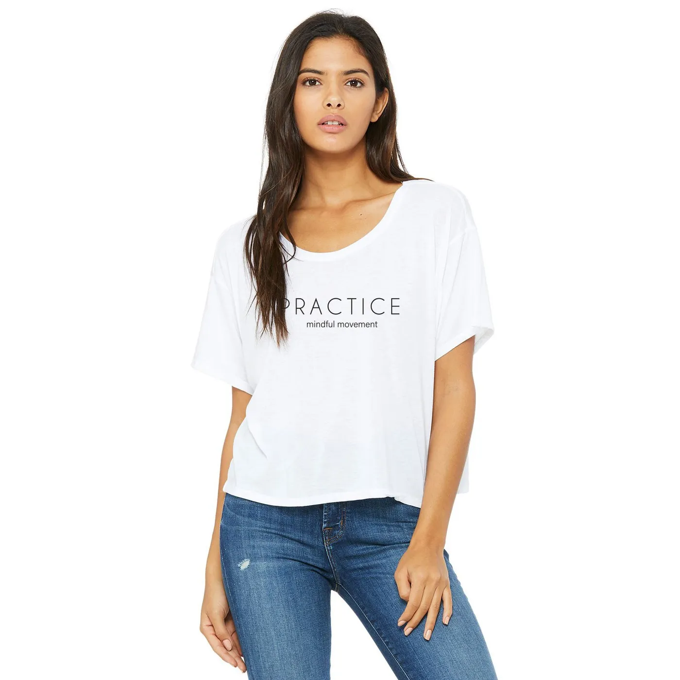 Body & Soul Movement Body and Soul Movement - PRACTICE Women’s Flowy Boxy Tee (White)
