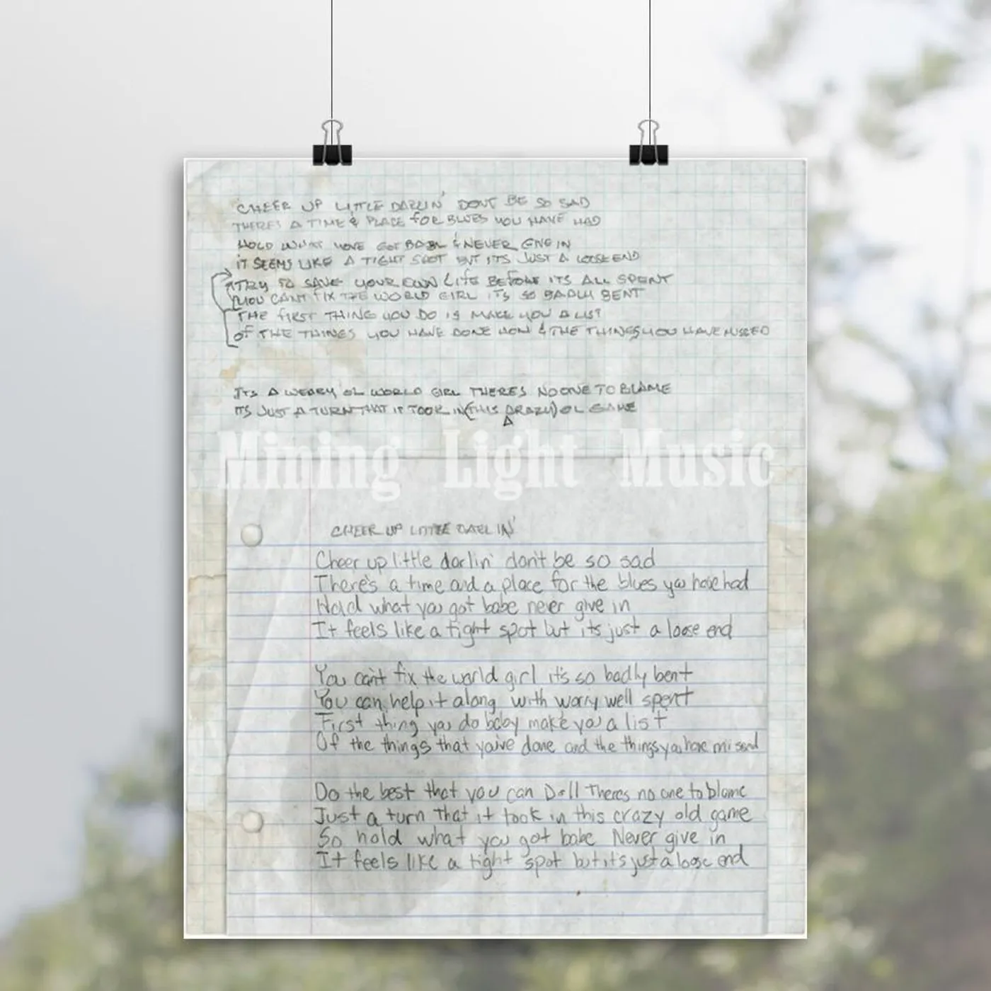 Angaleena Presley - Signed Cheer Up Little Darling Lyric Print