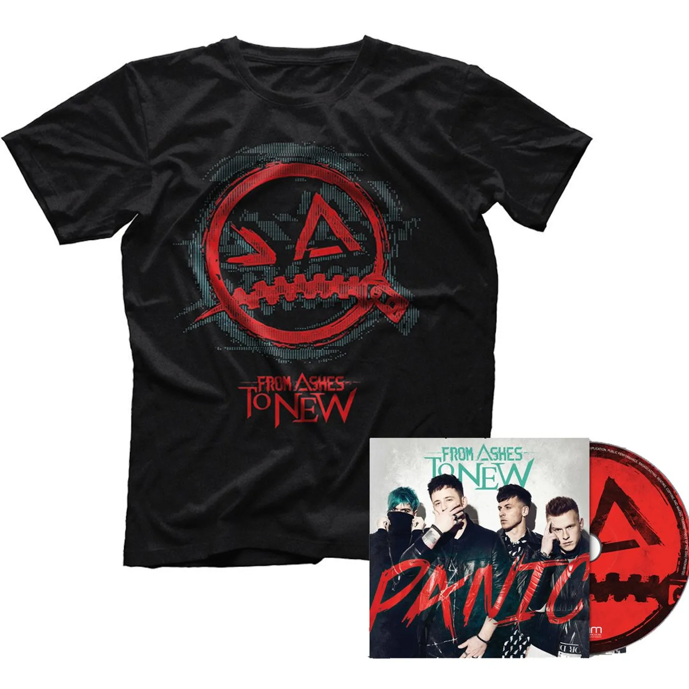 From Ashes to New - BUNDLE #1 - Emoji T Shirt + Panic CD + Hi-Res Digital Download