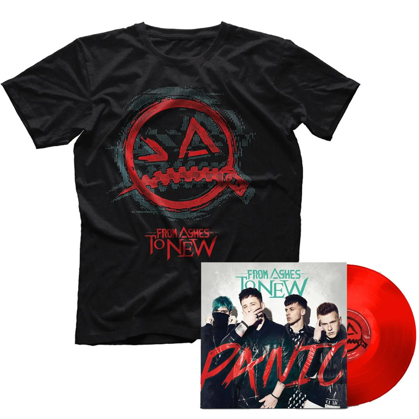 From Ashes to New -BUNDLE #2 - Emoji T Shirt + Panic Vinyl (Red) + Hi-Res Digital Download