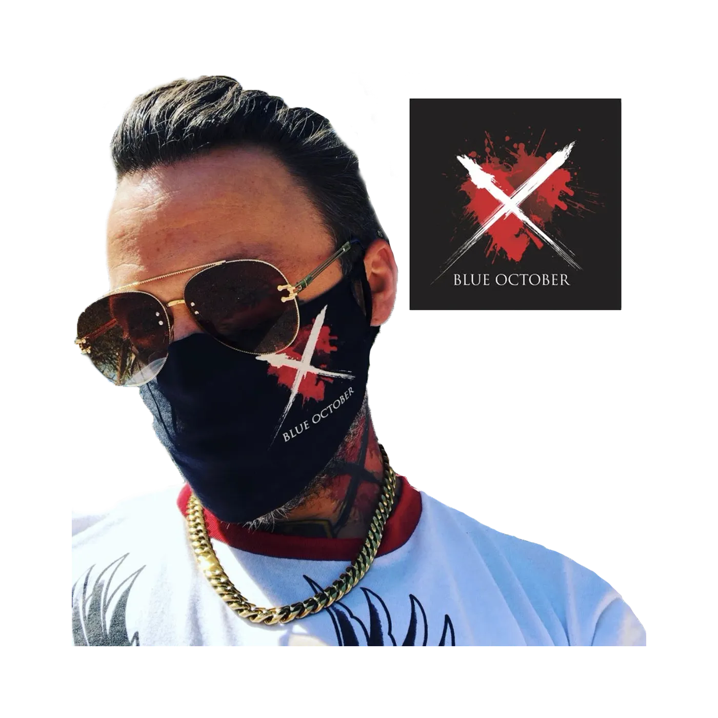 Blue October - Heart X Face Mask