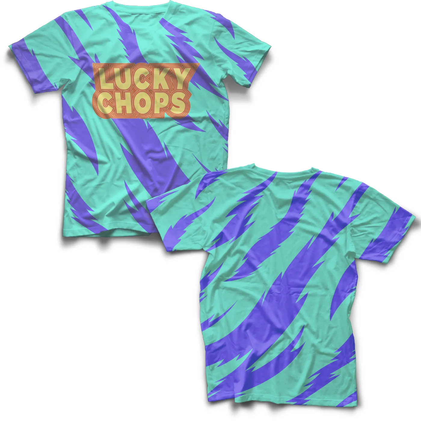 Lucky Chops - Blue and Green Logo T-Shirt