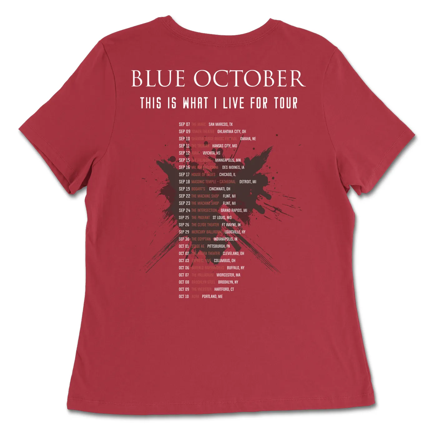 Blue October - TIWILF Tour Tee - September Dates (Red)