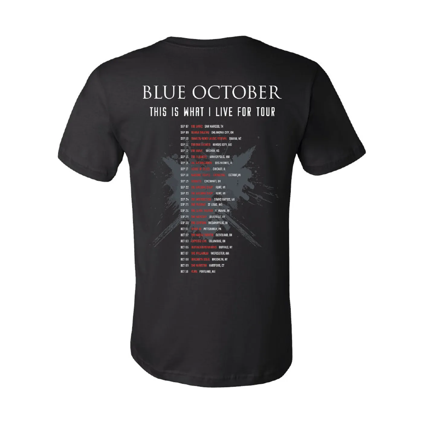 Blue October - TIWILF Tour Tee - September Dates (Black)