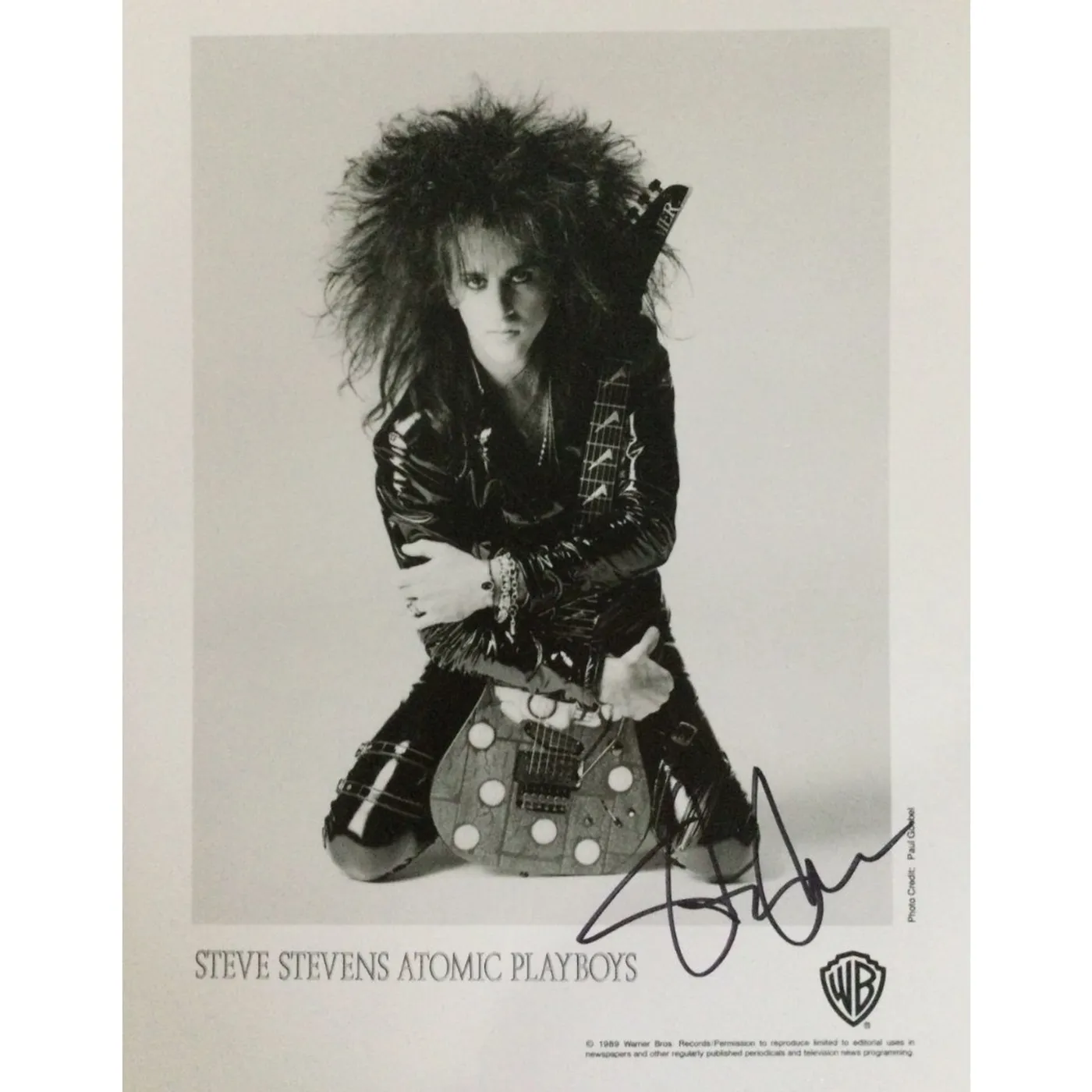 Steve Stevens - Vintage Kneeling With Coin Guitar Photo
