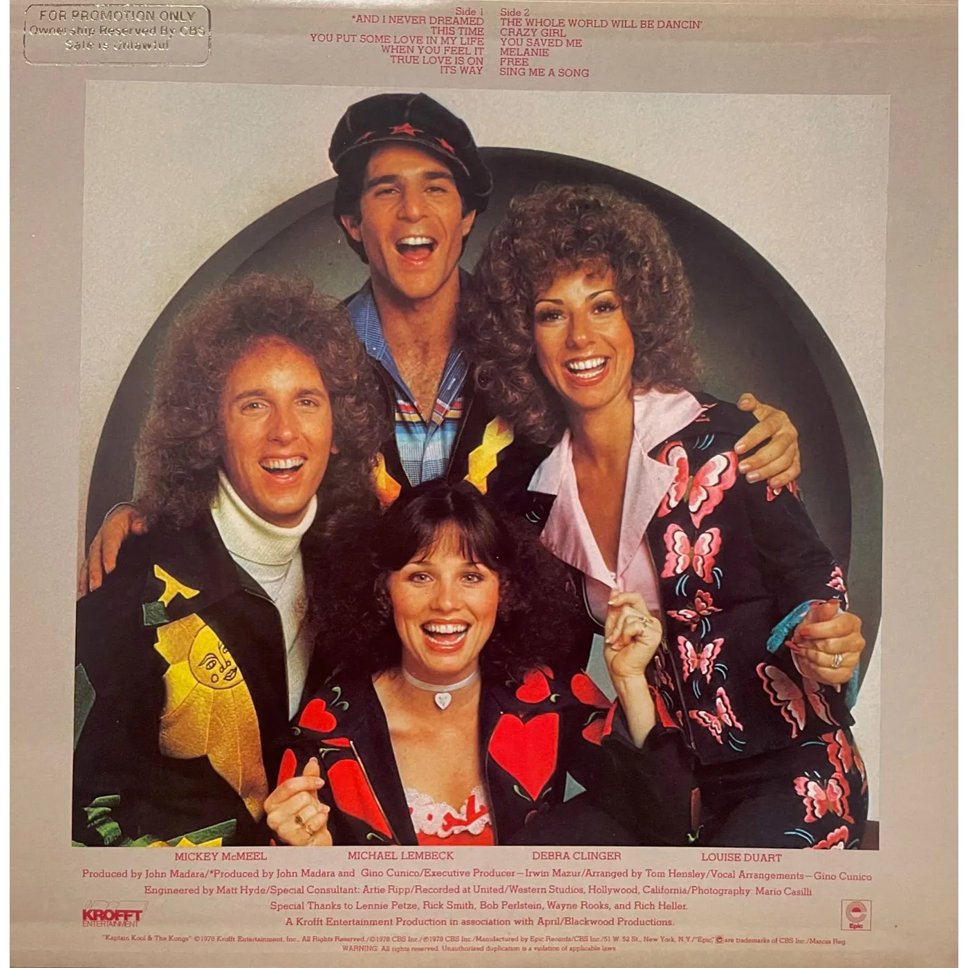 Sid & Marty Krofft Kaptain Kool and the Kongs - LP from Epic Records (promotional copy) (Vinyl)