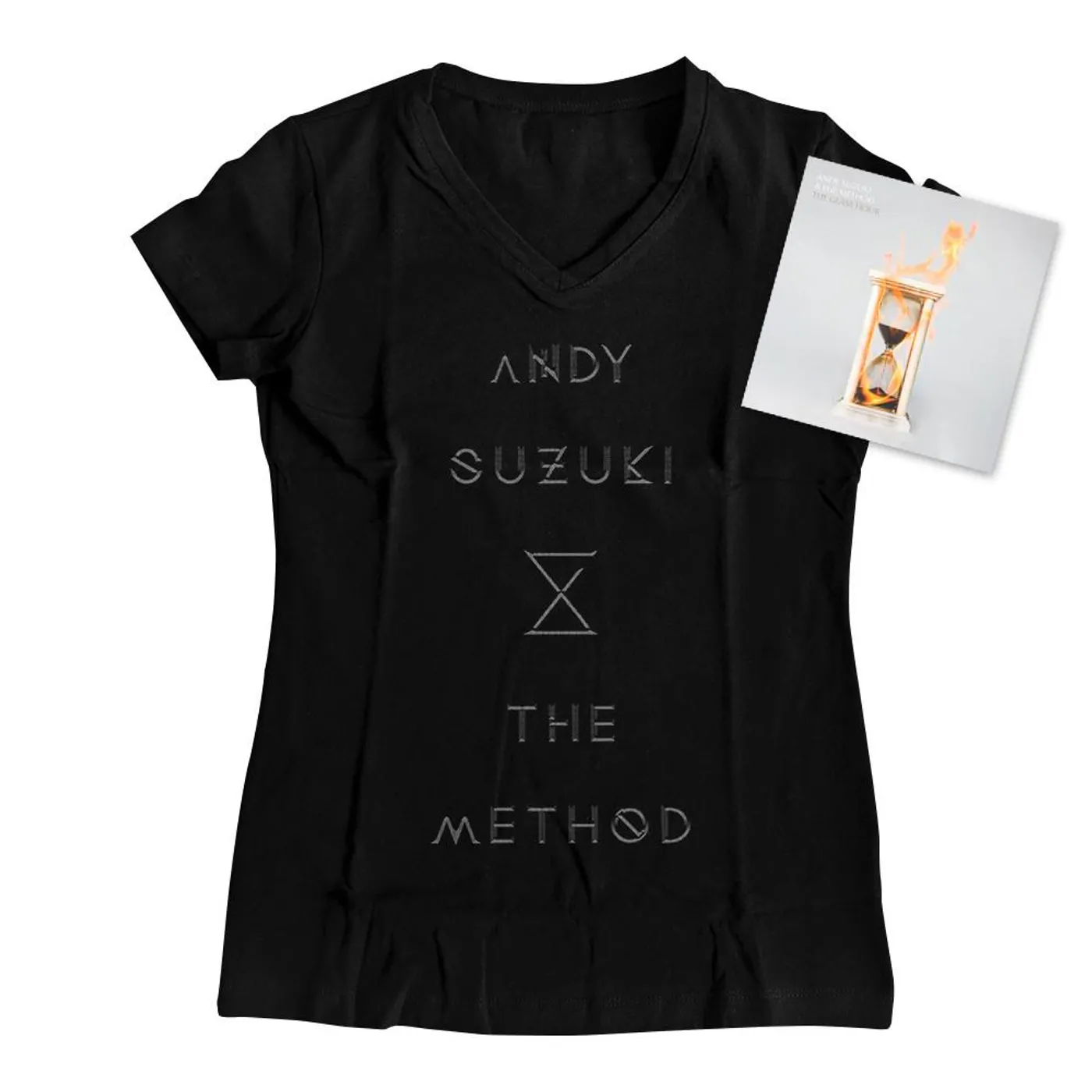 Andy Suzuki & The Method ASTM - Ladies V-Neck Logo Tee + 'The Glass Hour' Deluxe CD Bundle