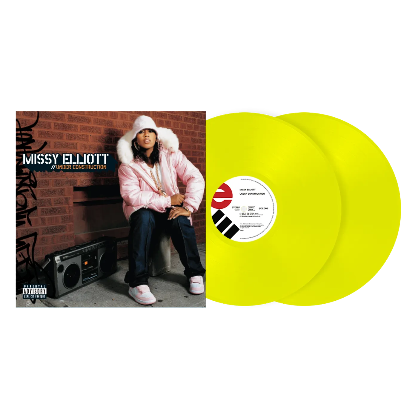 Missy Elliott Under Construction Neon Yellow 2LP Vinyl
