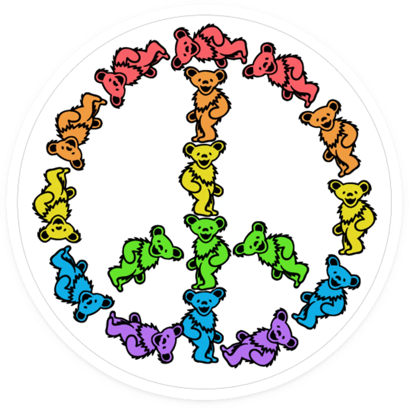 Grateful Dead Dancing Bears Peace Sticker