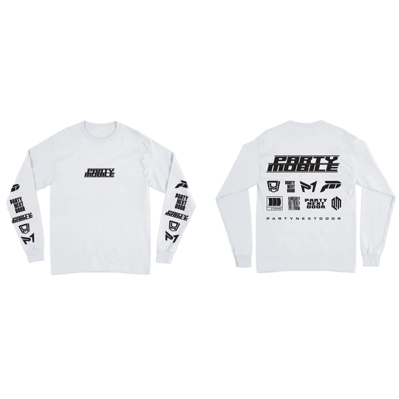PARTYNEXTDOOR PARTYMOBILE Drop 3 Logo Long Sleeve White T-Shirt