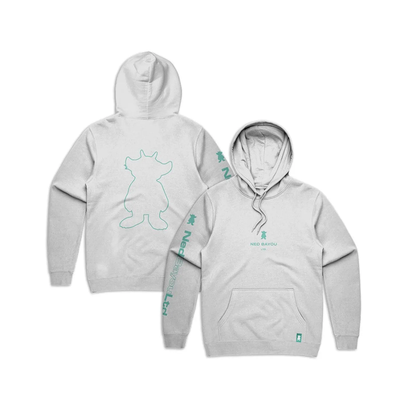 Ned Bayou Outline Pullover Hoodie (White)