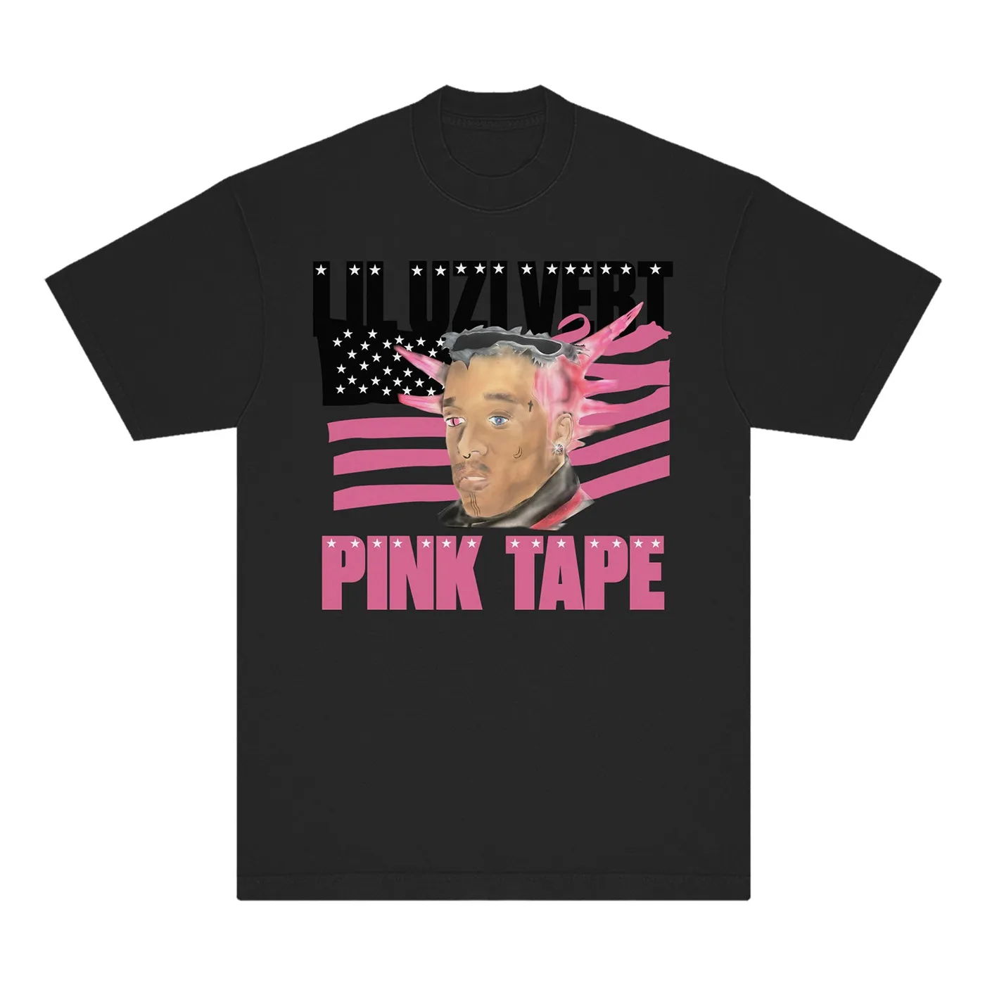 Lil Uzi Vert Pink Tape Black Portrait T-shirt