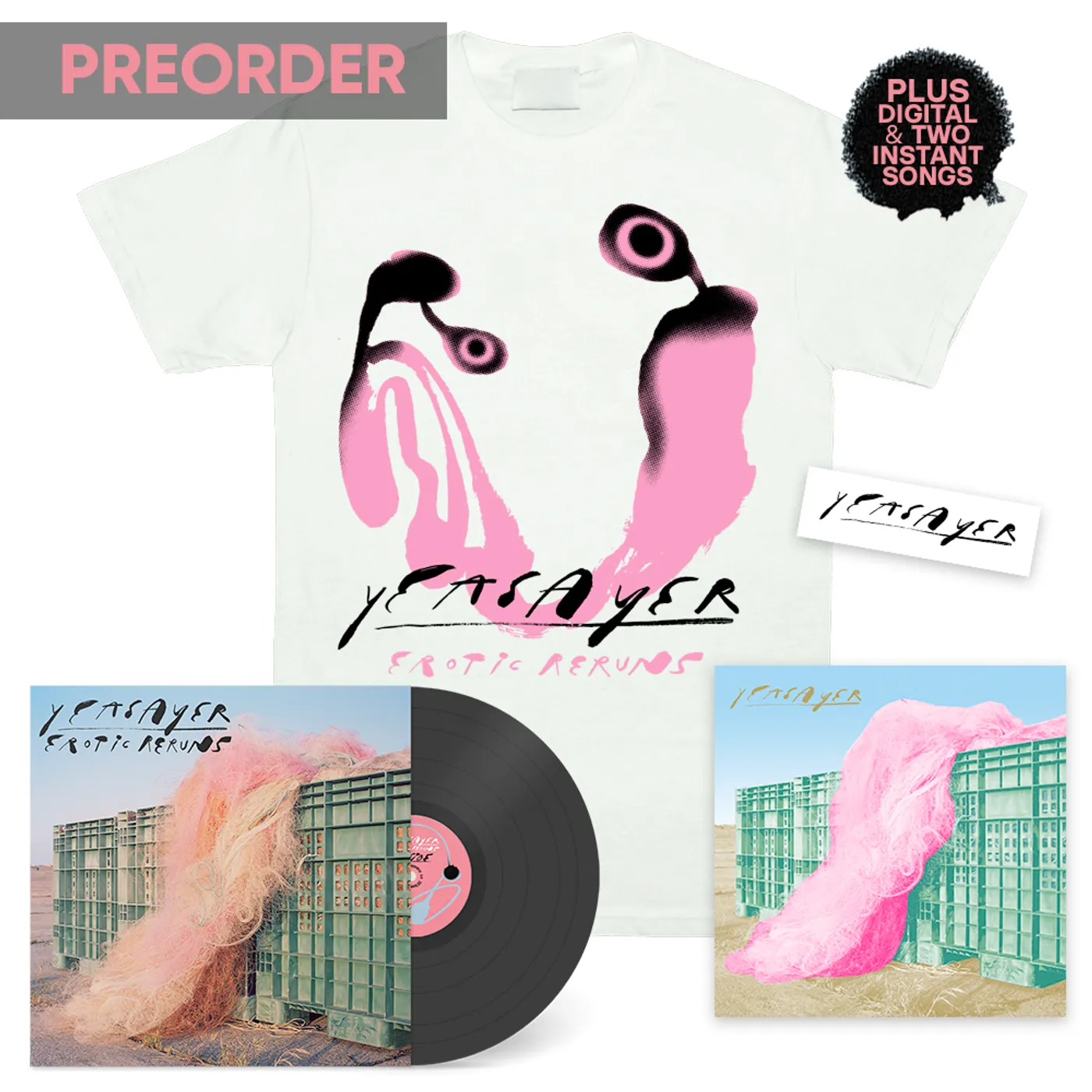 Yeasayer Erotic Reruns Complete (LP + ER Tee + Print + Sticker) Bundle