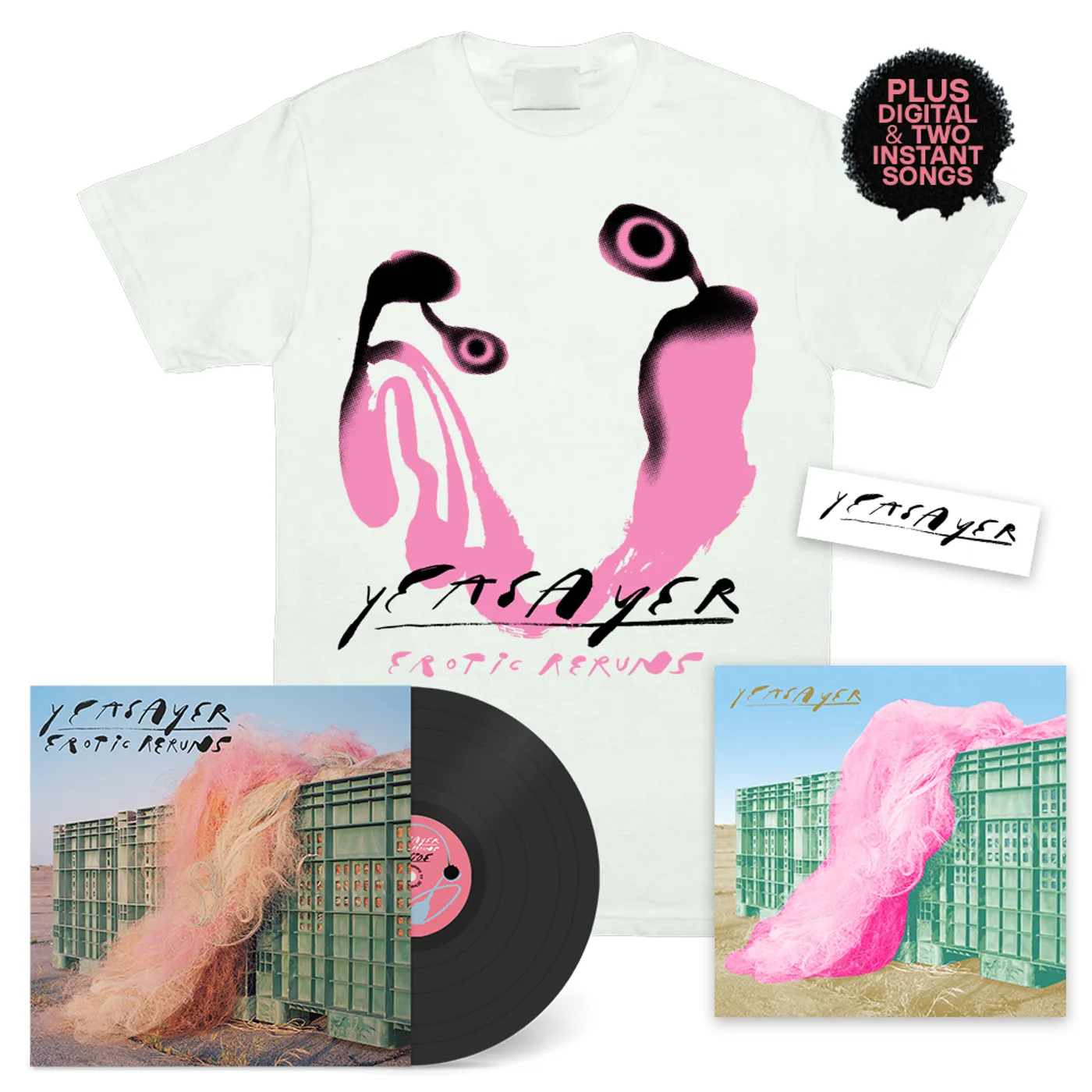 Yeasayer Erotic Reruns Complete (LP + ER Tee + Print + Sticker) Bundle