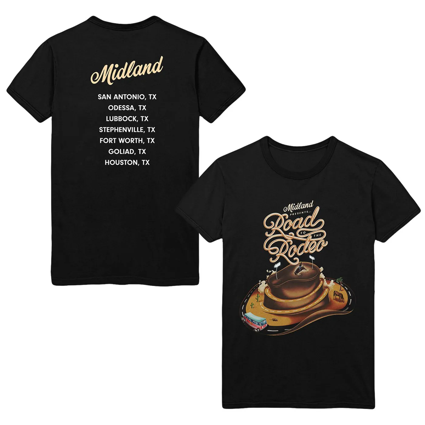 Midland Road to the Rodeo Dateback T-shirt