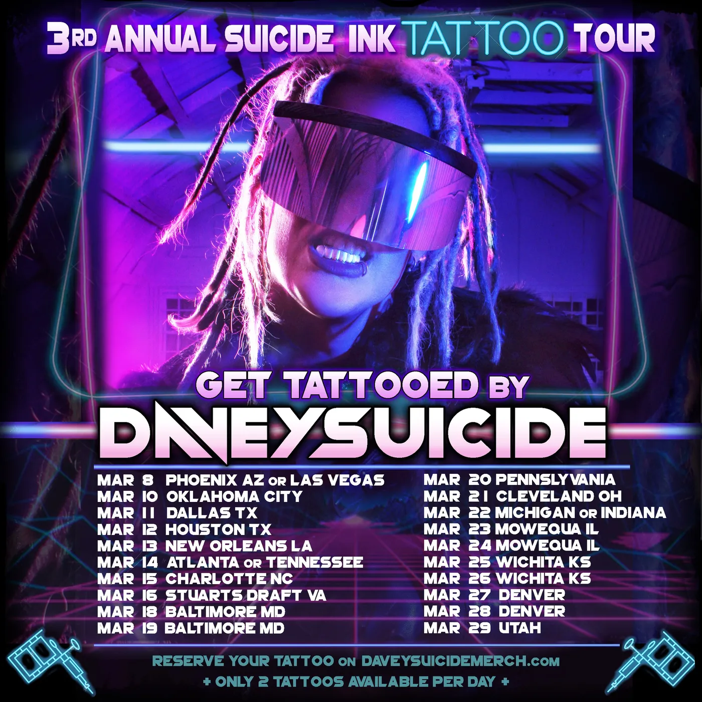 Davey Suicide Get TATTOOED by Davey on the 3rd Annual "SUICIDE INK TATTOO TOUR"