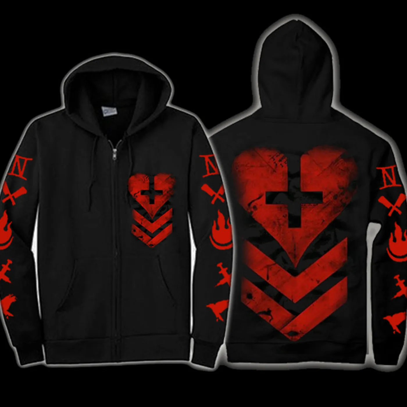 Davey Suicide 11th Anniversary Cross Your Heart Zip Up Hoodie
