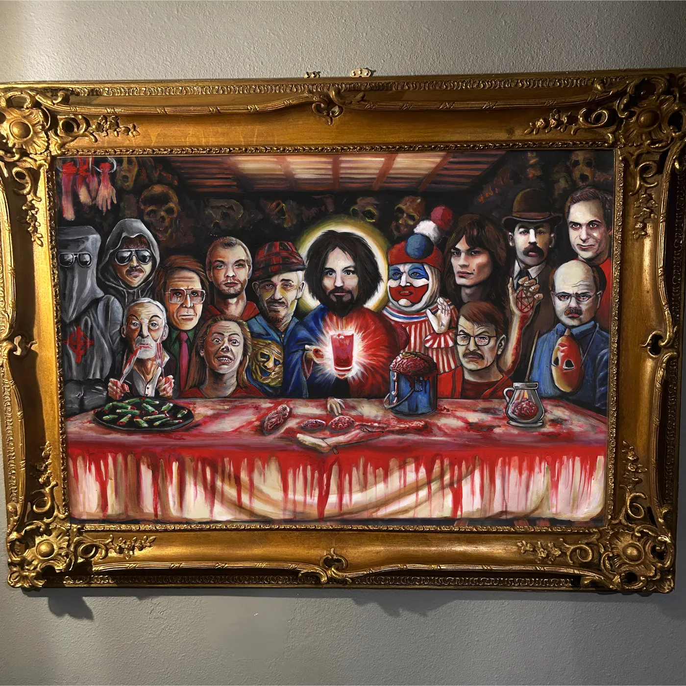 Davey Suicide "SERIAL SUPPER" Original Framed Painting (35x47" Framed)