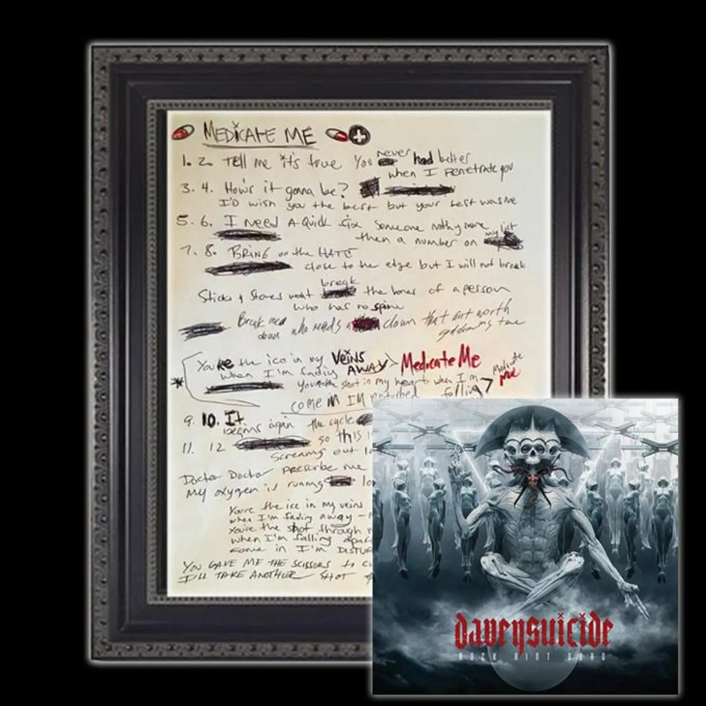 Davey Suicide The ORIGINAL Handwritten Song Lyrics from the ROCK AINT DEAD Album (Vinyl)