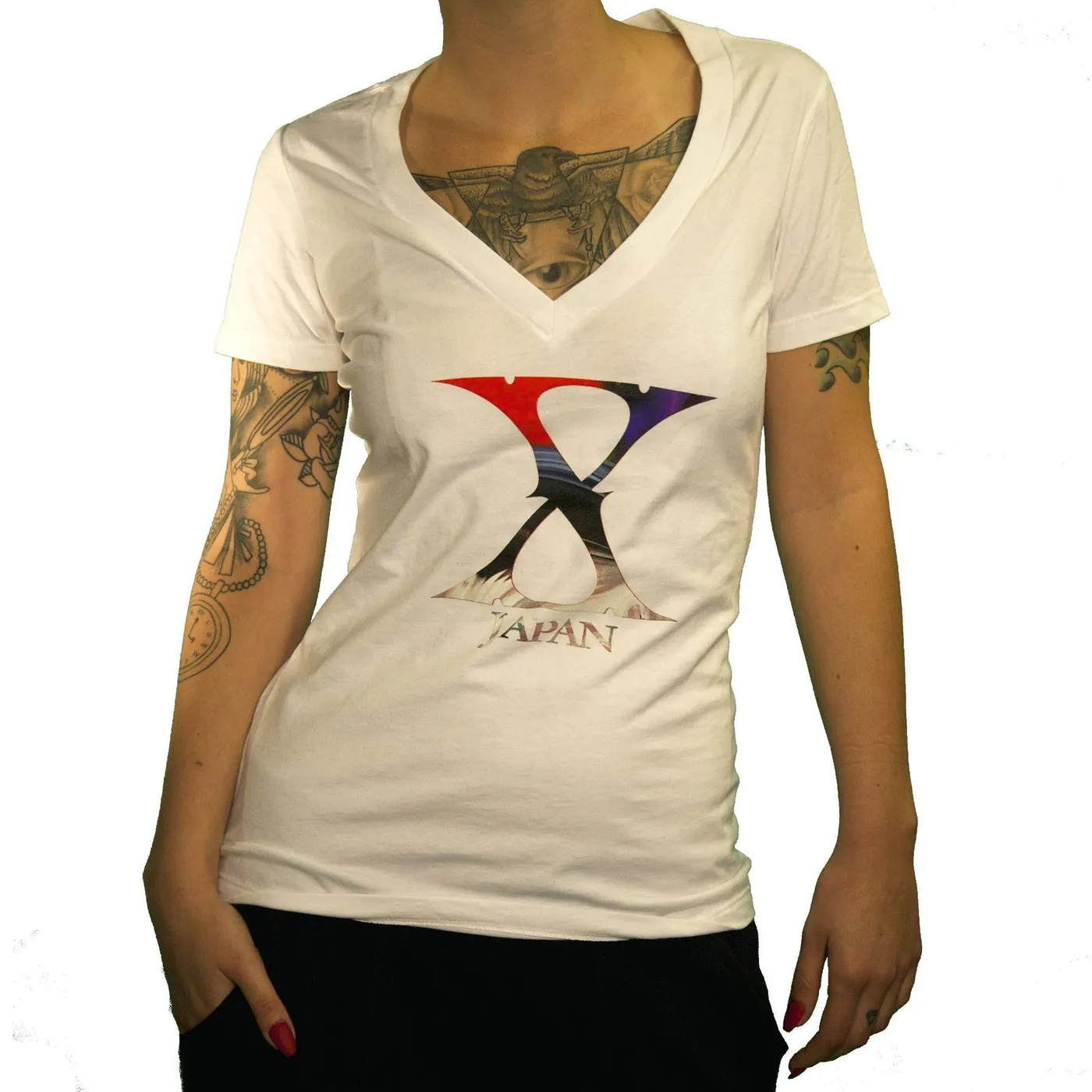 X JAPAN Ladies Logo V-Neck