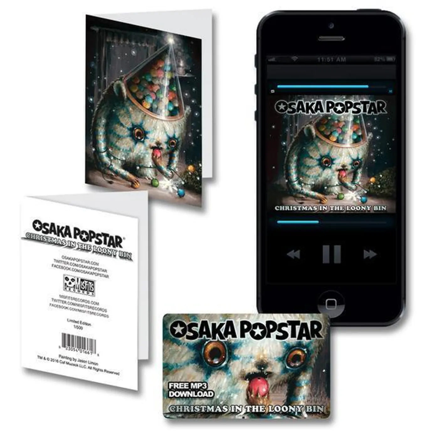OSAKA POPSTAR “CHRISTMAS IN THE LOONY BIN”: DIGITAL SINGLE W/ SIGNED & #’D LTD ED HOLIDAY CARD