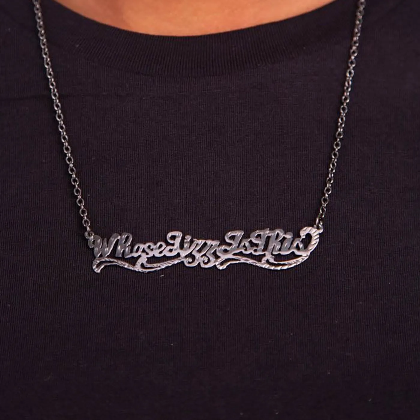 Peaches Whose Jizz Is This Necklace In Gunmetal By Snash Jewelry