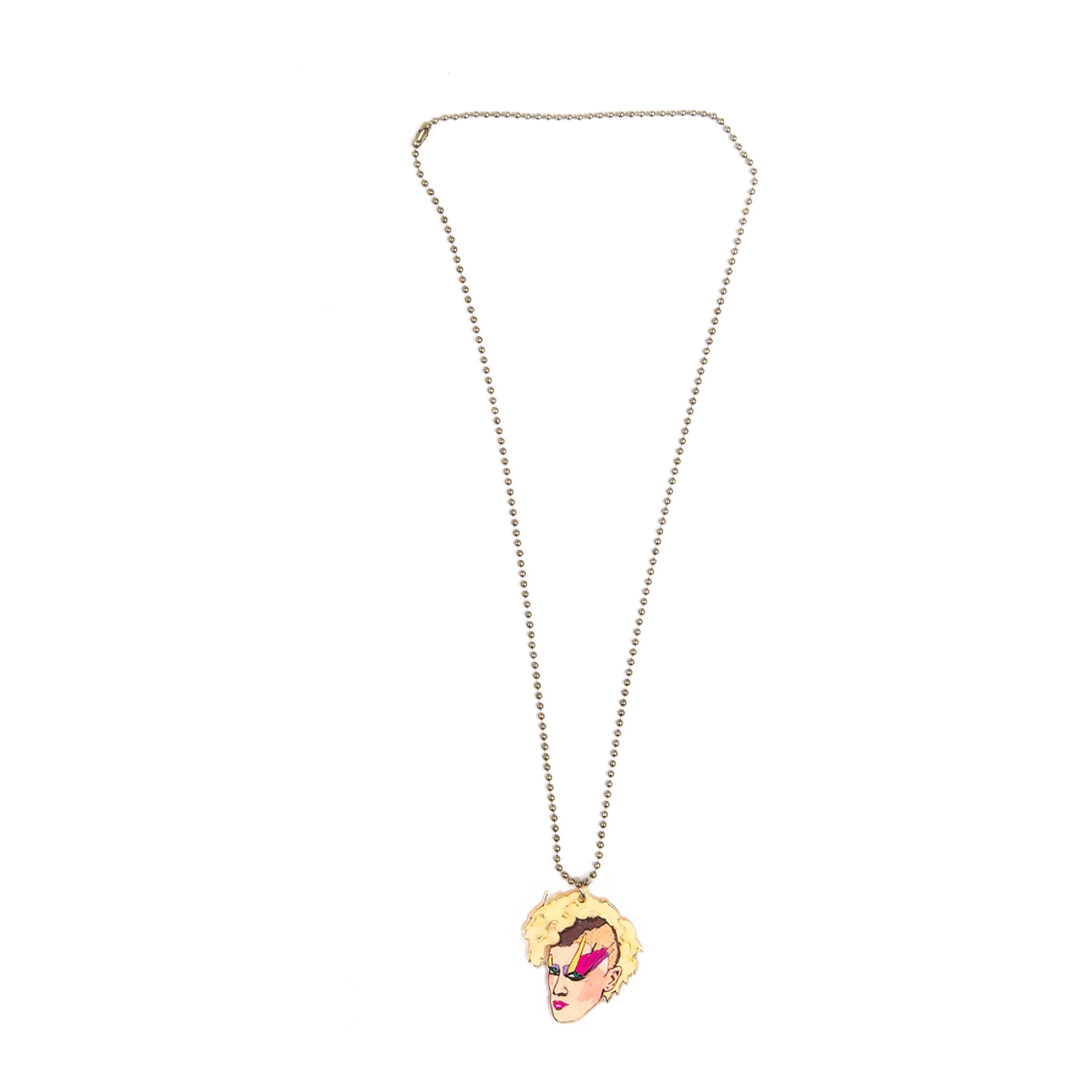 Peaches Acrylic Necklace With Silver Chain By Leroy's Place