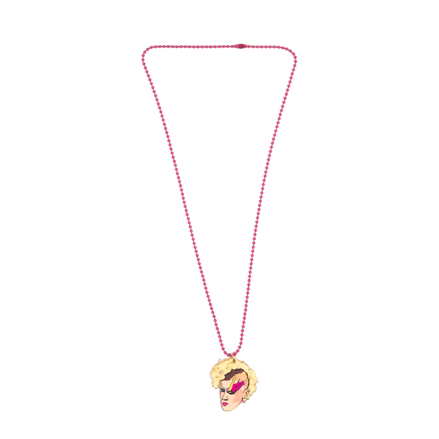 Peaches Acrylic Necklace With Pink Chain By Leroy's Place
