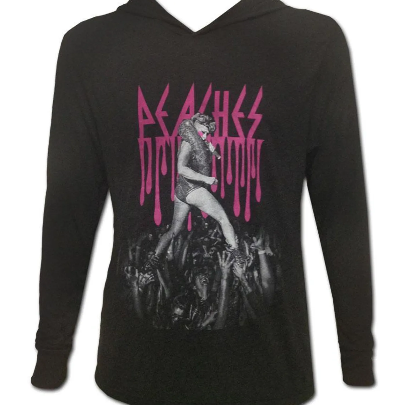 Peaches Crowd Grey Long Sleeve Hooded Tee