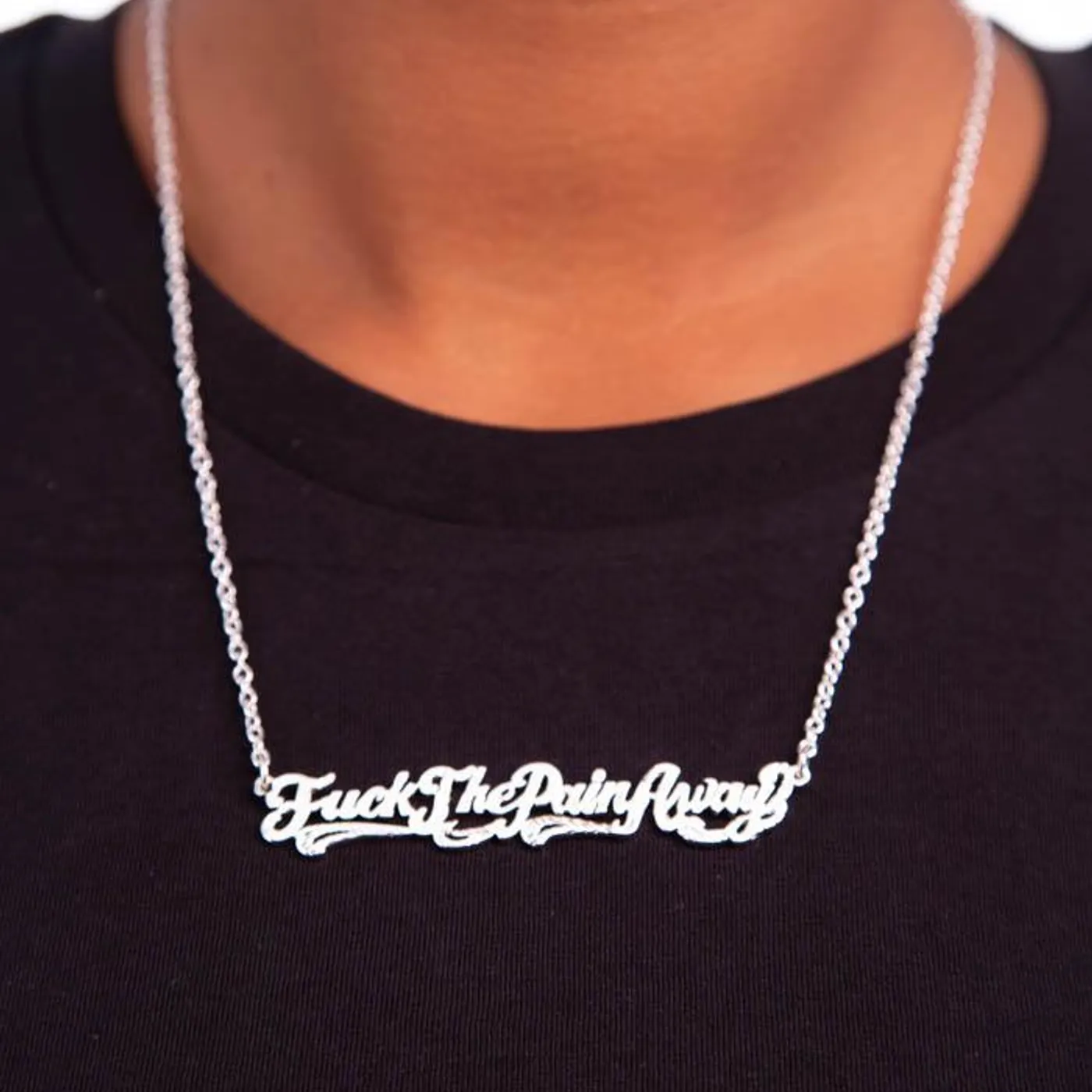 Peaches Fuck The Pain Away Necklace In Silver By Snash Jewelry