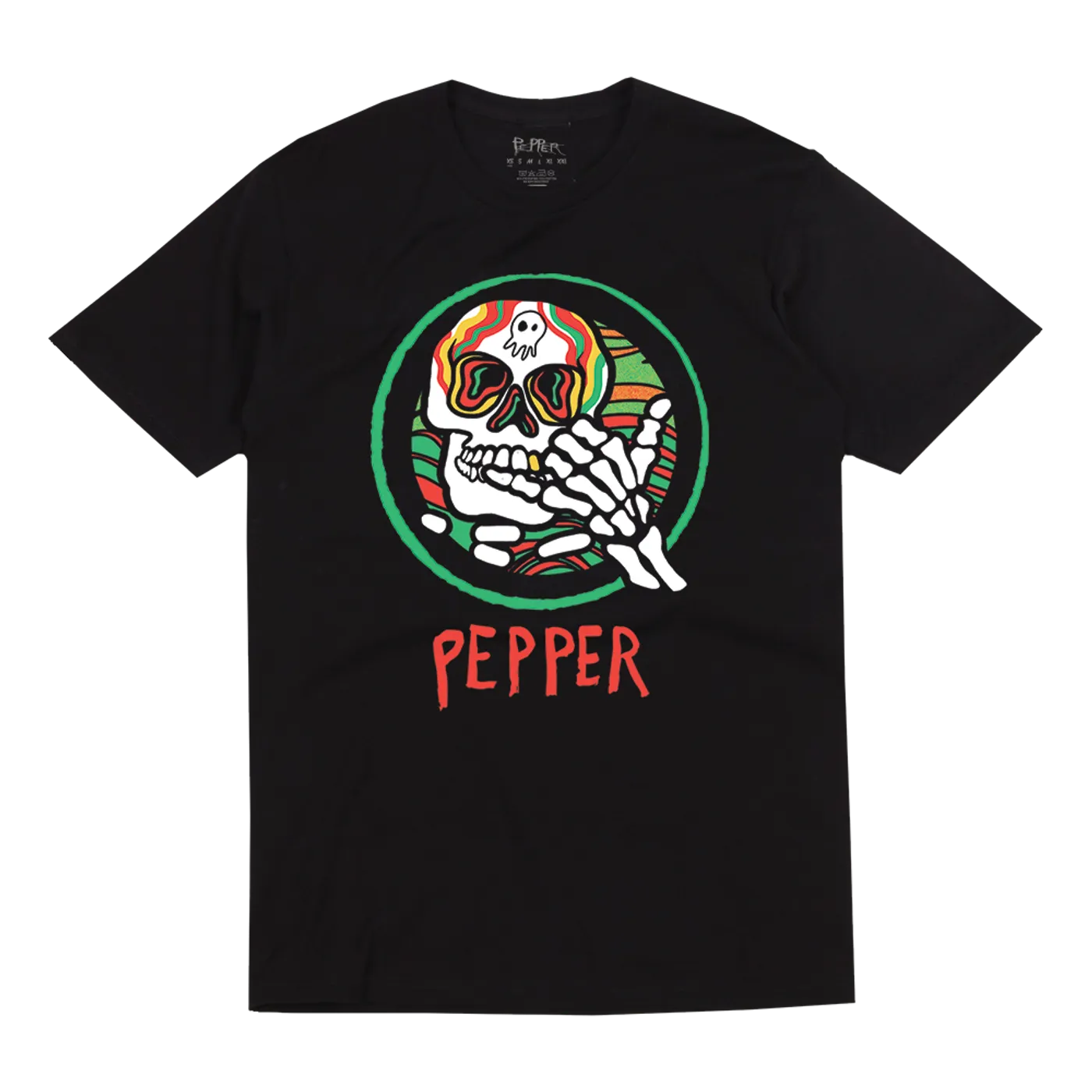 Pepper Hang Loose Skeleton Black Tee