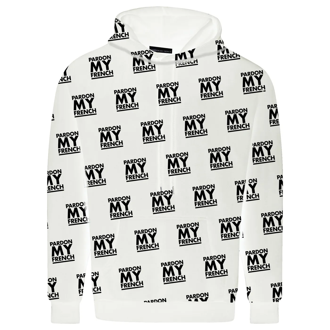 Pardon My french All Over White Hoodie