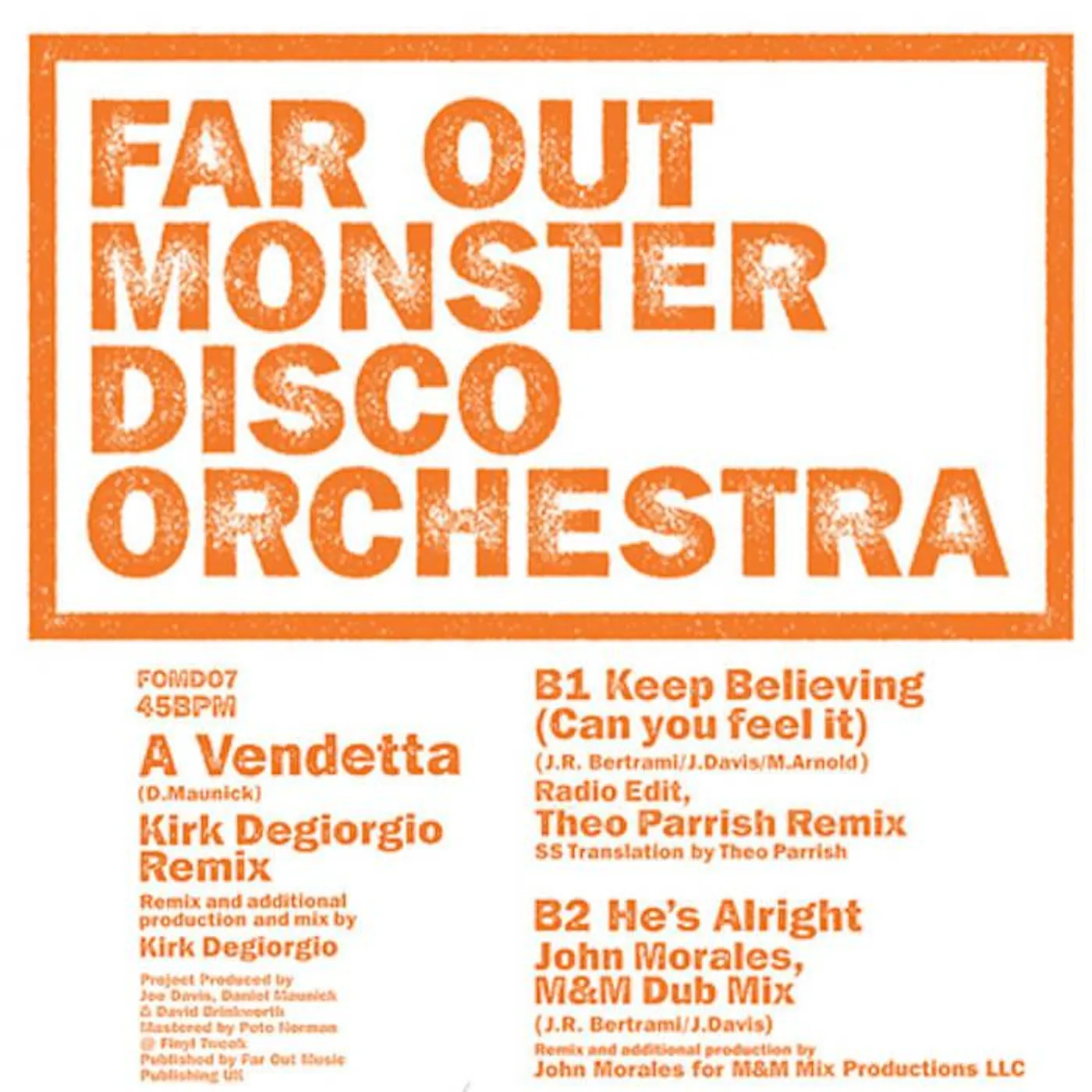 The Far Out Monster Disco Orchestra - Vendetta (Kirk Degiorgio Remix) [2012]