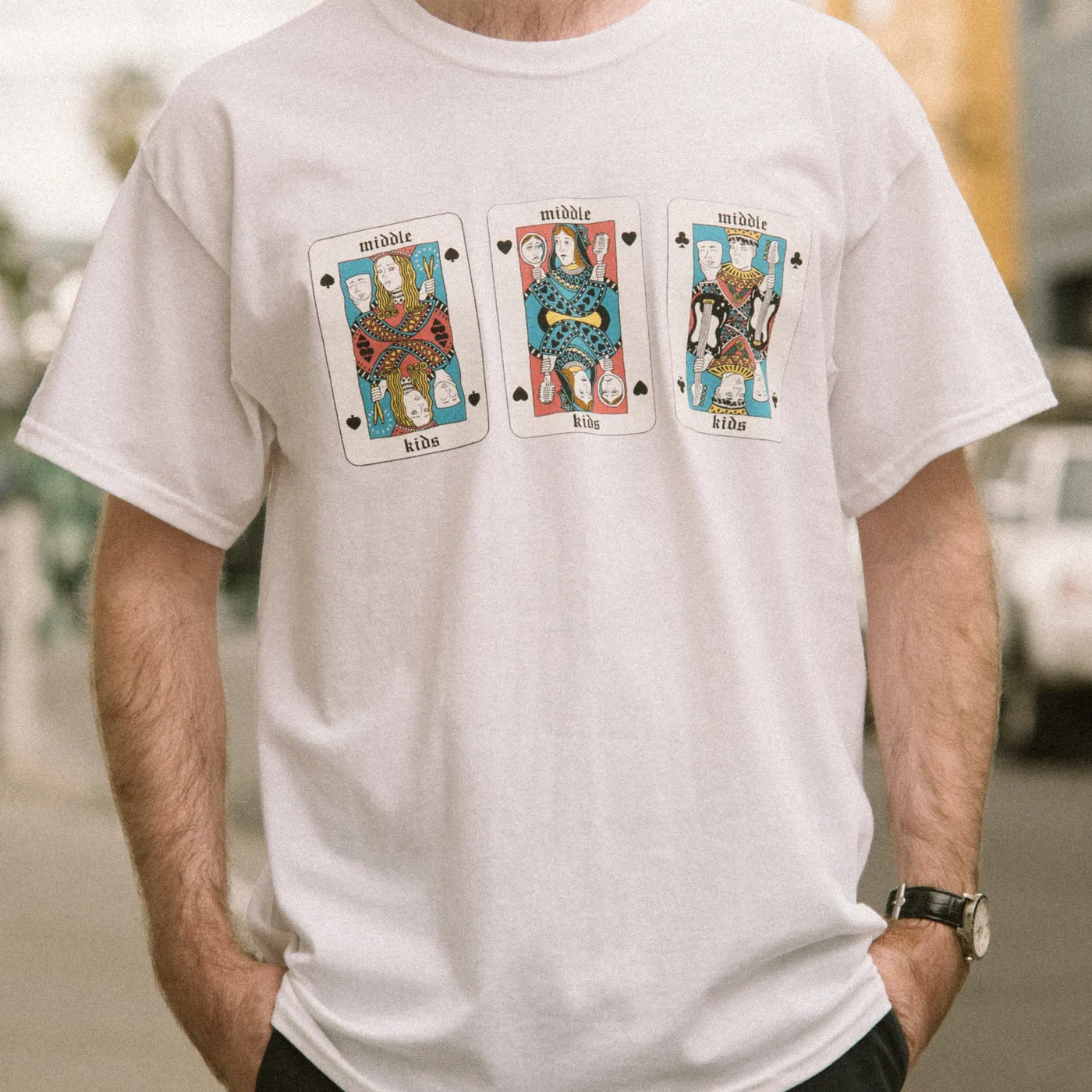 Middle Kids White Playing Cards Tee