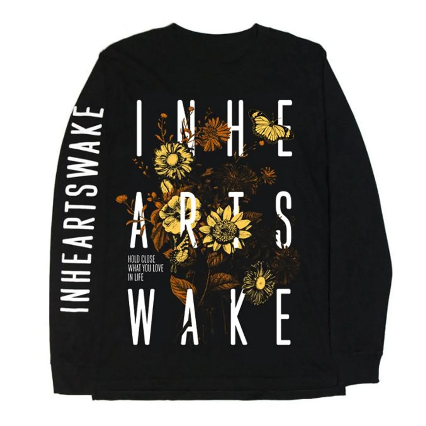 In Hearts Wake Wildflower Organic Longsleeve (Black/Yellow)